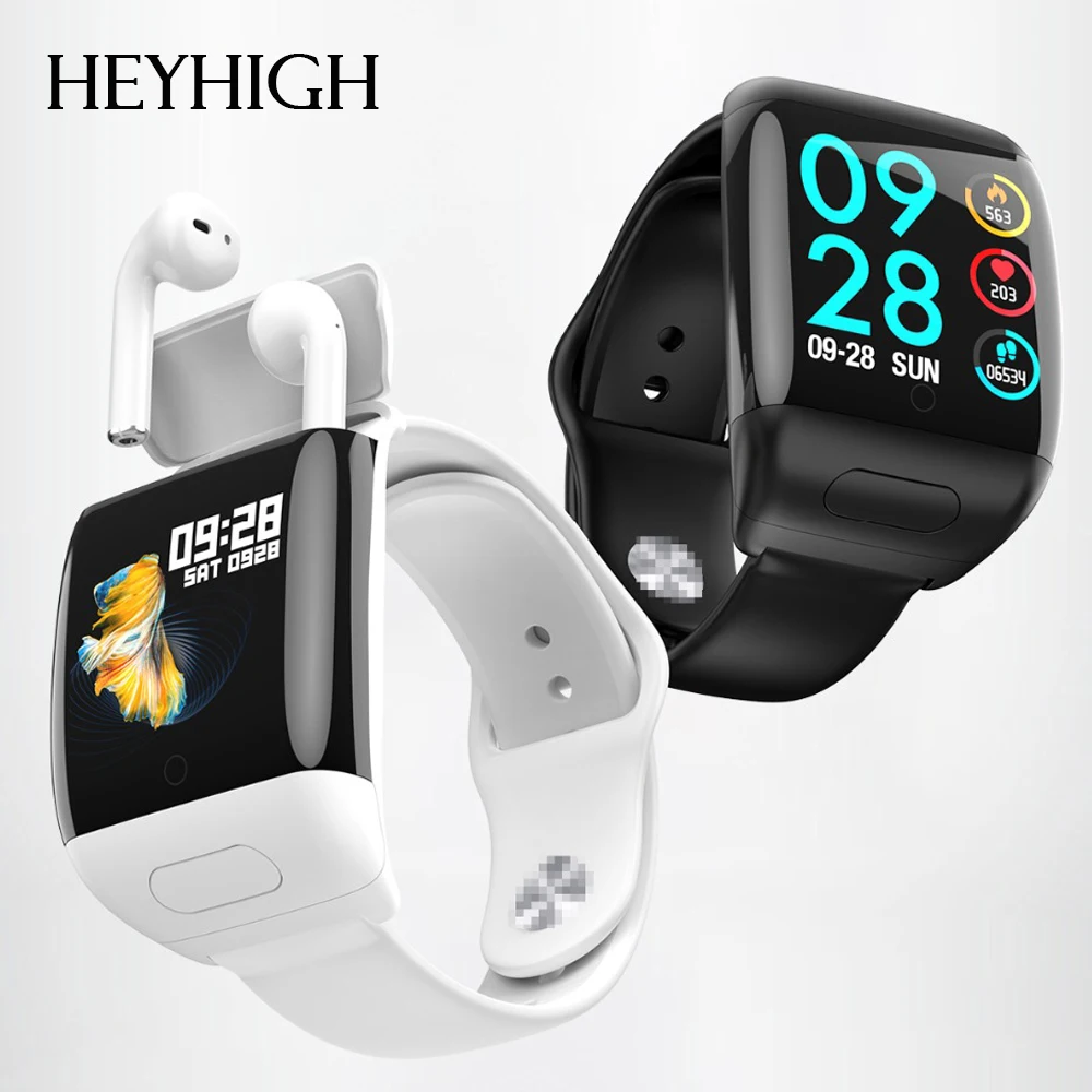 2 в 1 умные часы Bluetooth наушники TWS Беспроводные Hi Fi Earpods шумоподавление вызов