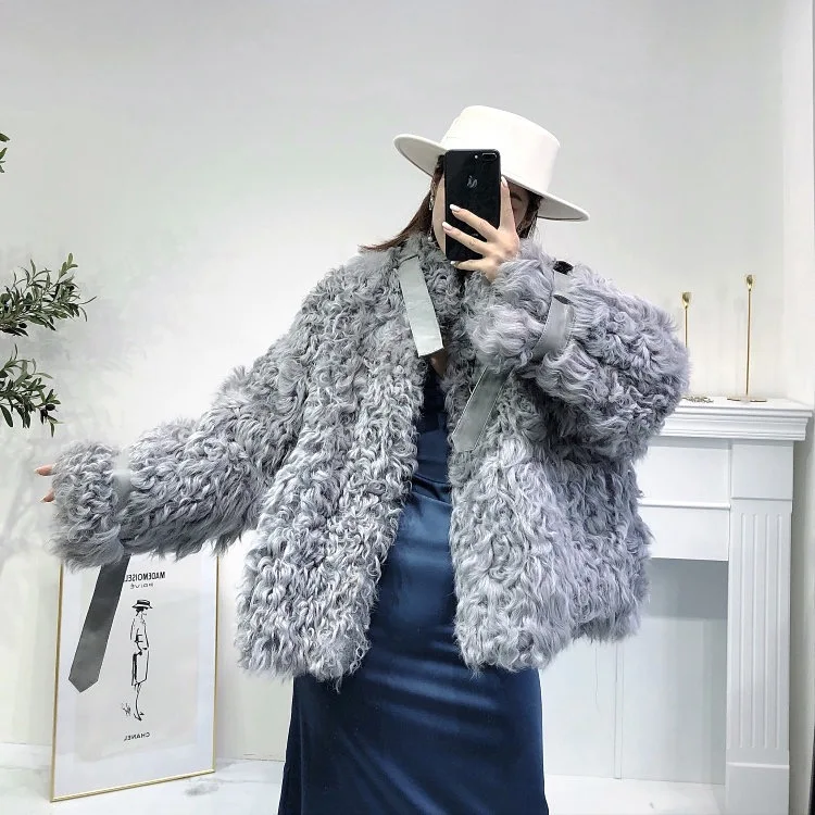 Pudi TX223910 женская зимняя повседневная натуральном овечьем меху куртка, пальто Модные женские натуральная меховая шуба, верхняя одежда
