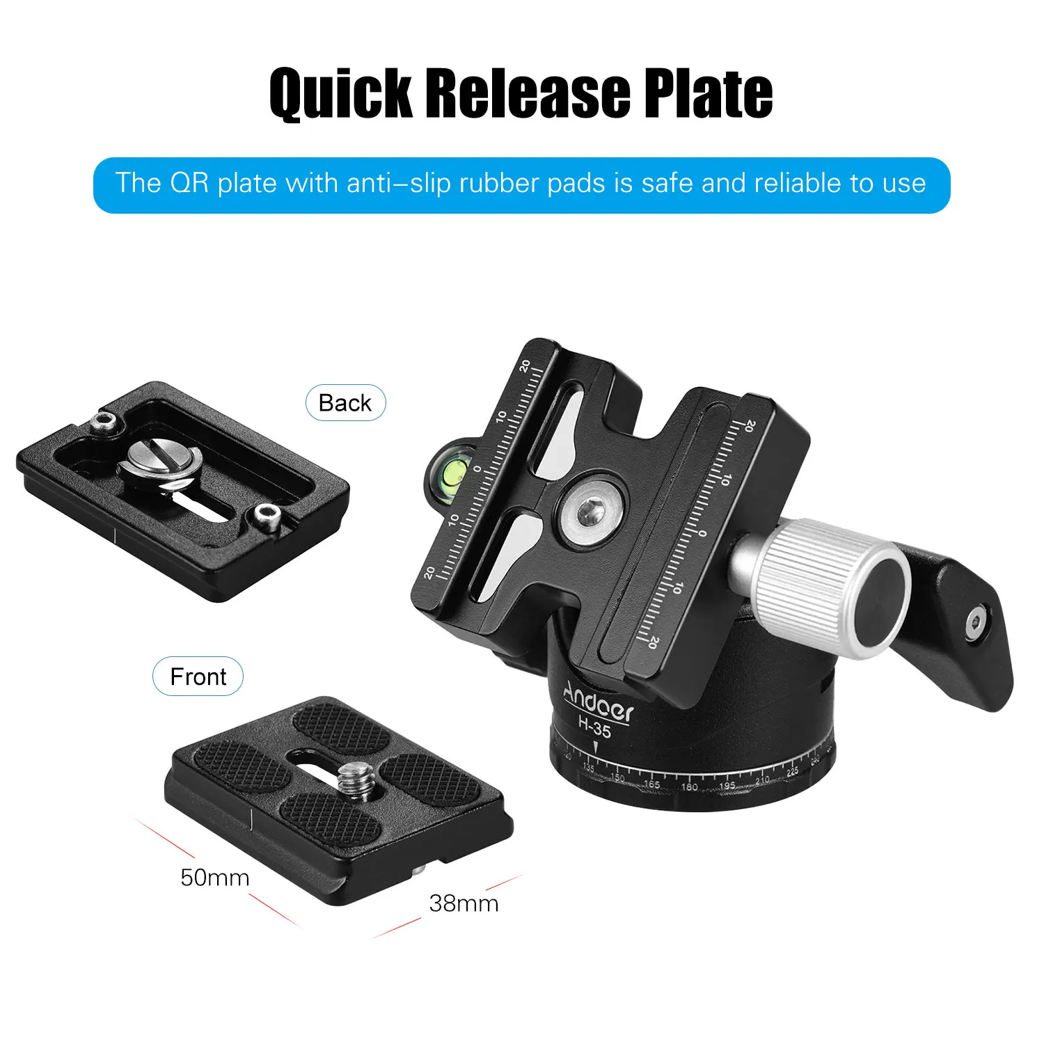 

Panorama Tripod Ball Head Ballhead Mount Adapter U-Groove Low Gravity Center Aluminium Alloy Max. 15kg/33lbs Load Capacity