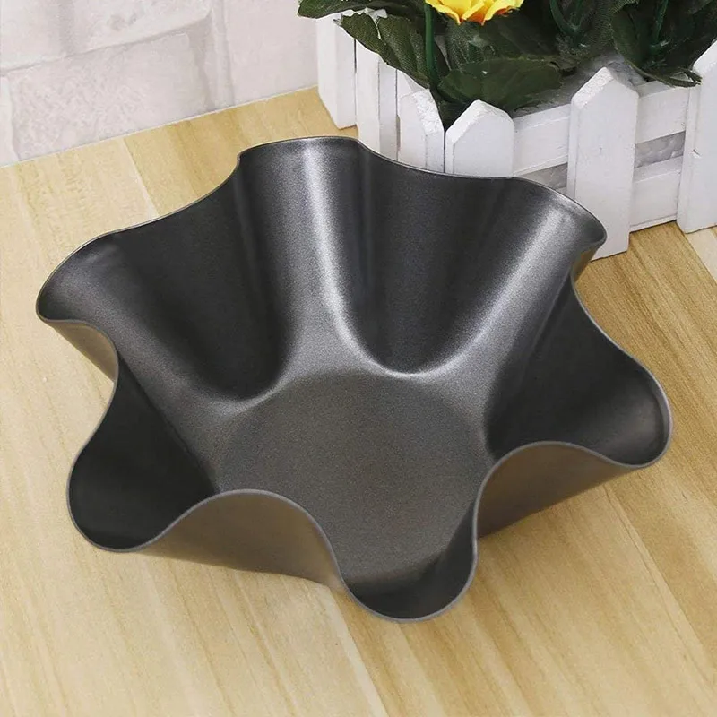 

4pcs Salad Bowl Pans Shell Maker Egg Tart Mold Tostada Bakers Non-Stick Fluted Tortilla Shell Pans Carbon Steel Taco Baking Mold