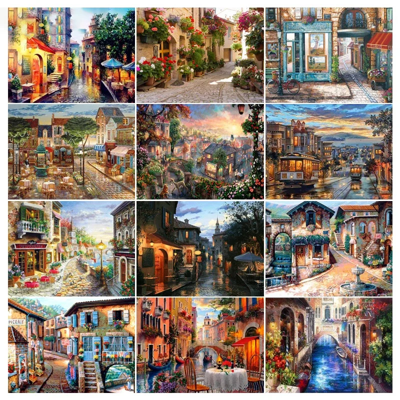 

YI BRIGHT Full Square/Round Drill 5D DIY Diamond Painting "City flower lake" 3D Embroidery Cross Stitch 3D Home Decor Gift