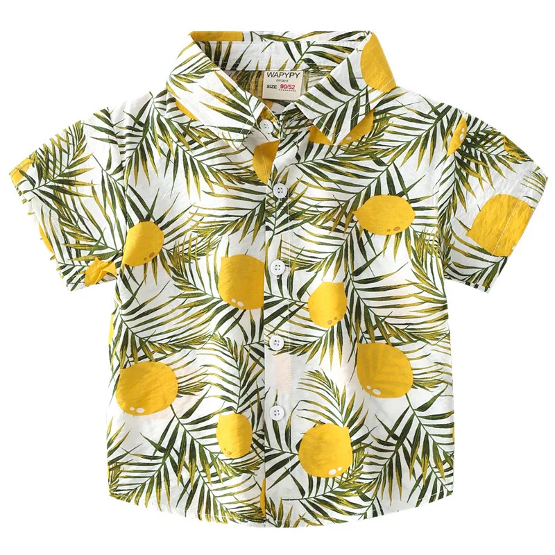 

Toddler Baby Boy Girls Clothes 2021 Kids Short Sleeve Floral Shirt Boho Beach Print Party Gentleman Summer Vacation Boys Shirt