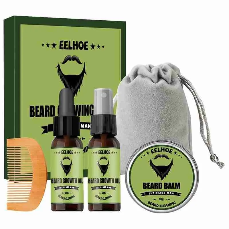 

30ml Men Beard Growth Oil Kit Soften Hair Growth Nourishing Enhancer Beard Wax Balm Mustache Oil Leave-In Conditioner Beard Care