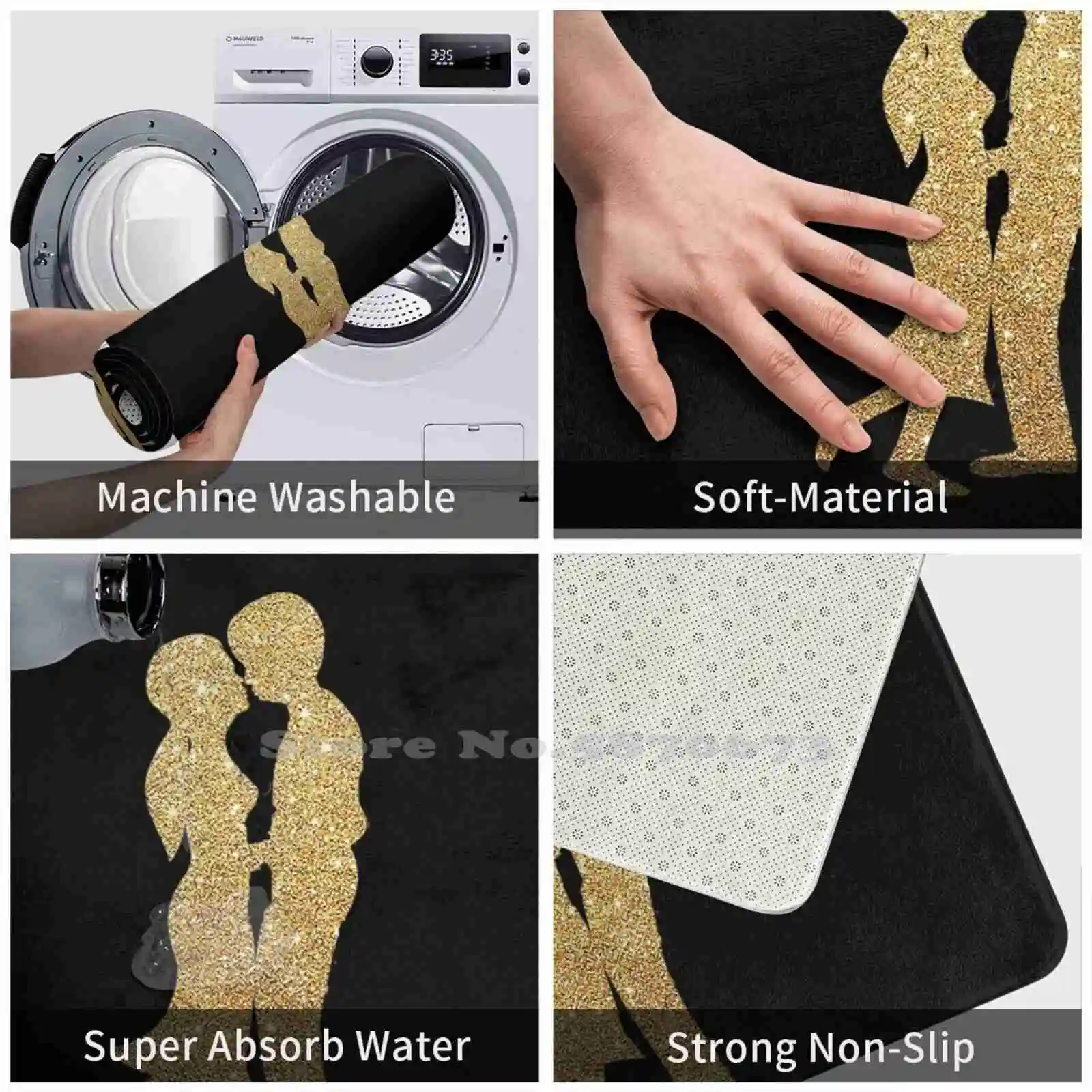 The First Kiss Золотая мягкая подушка Домашний ковер Дверной коврик Автомобильный Tora