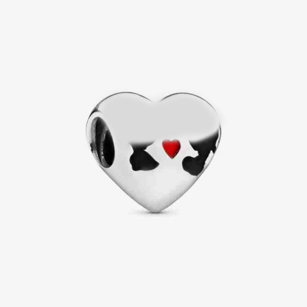 

925 sterling silver charm cute animal silhouette love heart-shaped beaded limited edition jewelry original factory wholesale