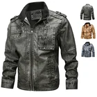 Мужская кожаная одежда, модная мотоциклетная куртка из искусственной кожи, бархатная рабочая одежда, уличное пальто, мужской размер 6XL