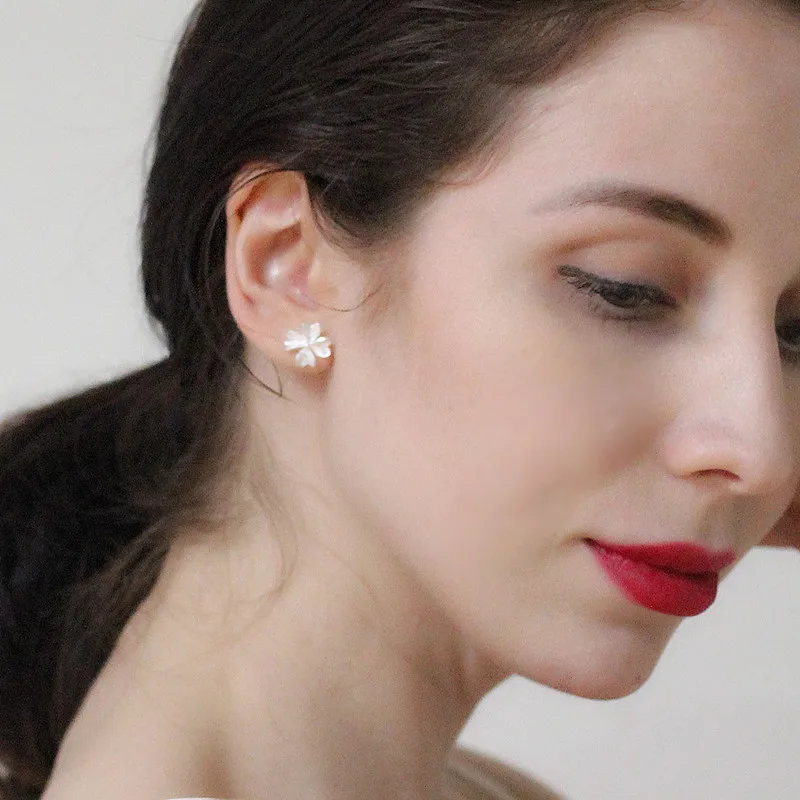 Четыре листа клевера 999 серебро серьги гвоздики цветок 2020 женские Роскошные