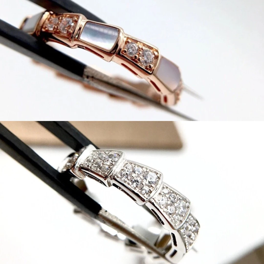 

Luxury Jewelry Original Snake Ring For Women Product Logo Design Luxury Diamond Silver Bvl Ring For Men And Women