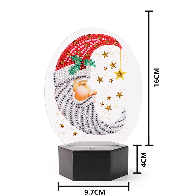 

5D DIY diamond drawing children cartoon Santa Claus small night light round square diamond bedroom study decorative light gift