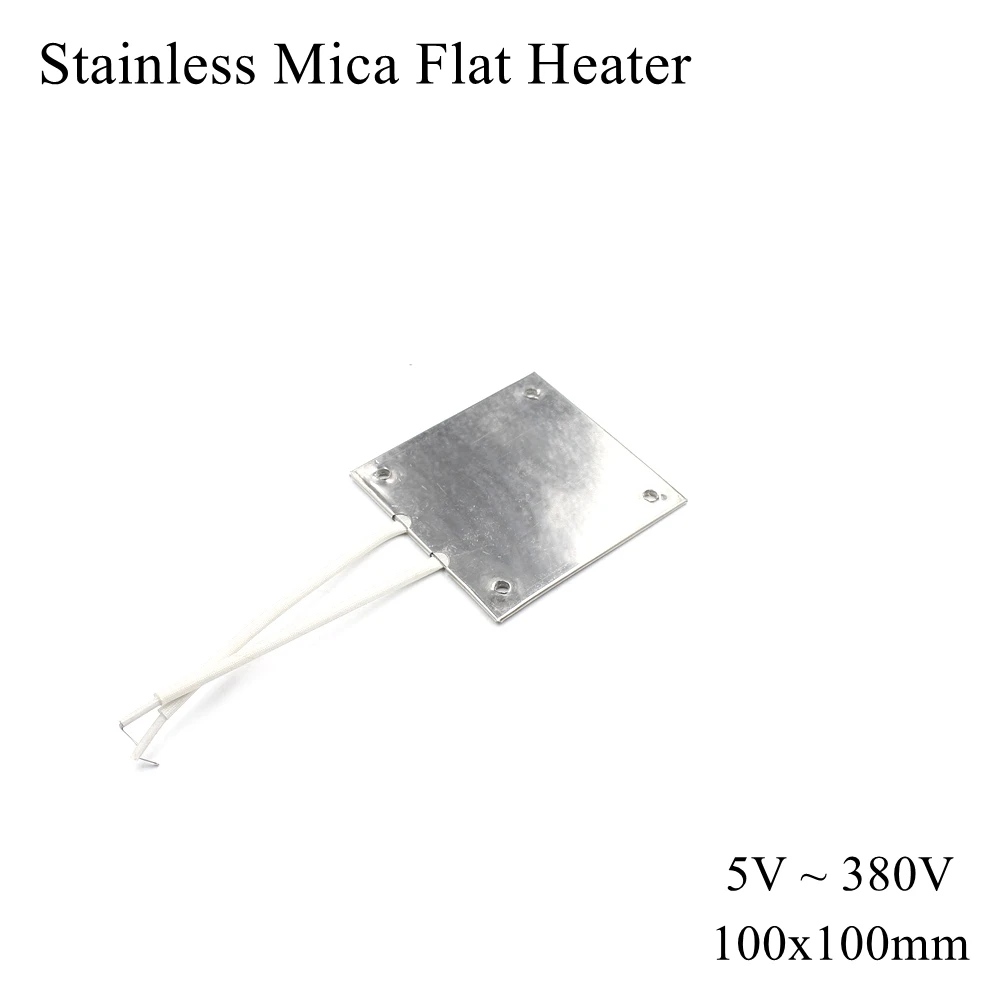 100x100 мм 5 в 12 В 24 36 48 110 220 380 плоский нагреватель из нержавеющей слюды стальной