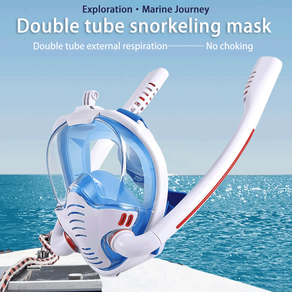 

Snorkeling Mask Double Tube Silicone Full Dry Diving Mask Adult Swimming Mask Diving Goggles Self Contained Underwater Breathing