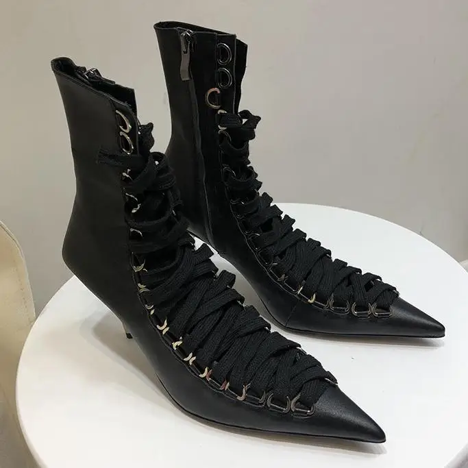 Ankle Boots Pointed Toe Ladies Shoes 
