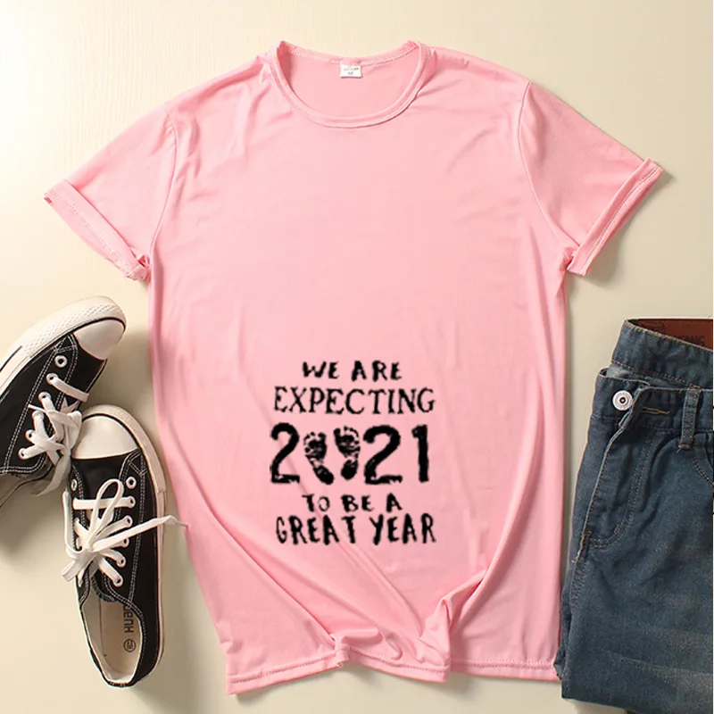 

See You Soon 2020 Summer Tees Women T-shirts Slim Maternity Funny Letter Tops O-Neck Pregnancy T Shirts for Pregnant Women