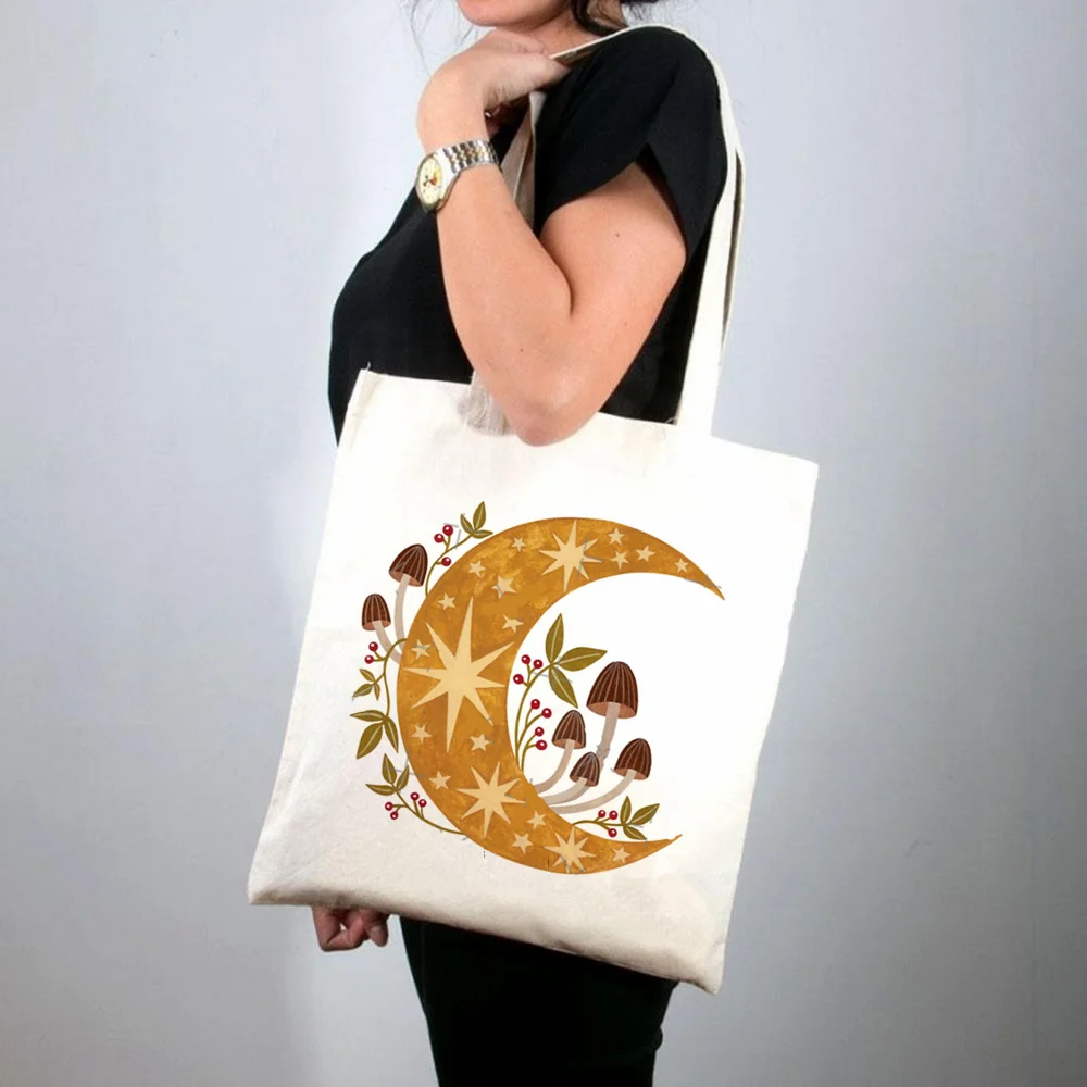 

2021 Shopper Flowery Books and Tea Printed Tote Bag women Harajuku shopper handbag girl Shoulder shopping bag Lady Canvas Bag