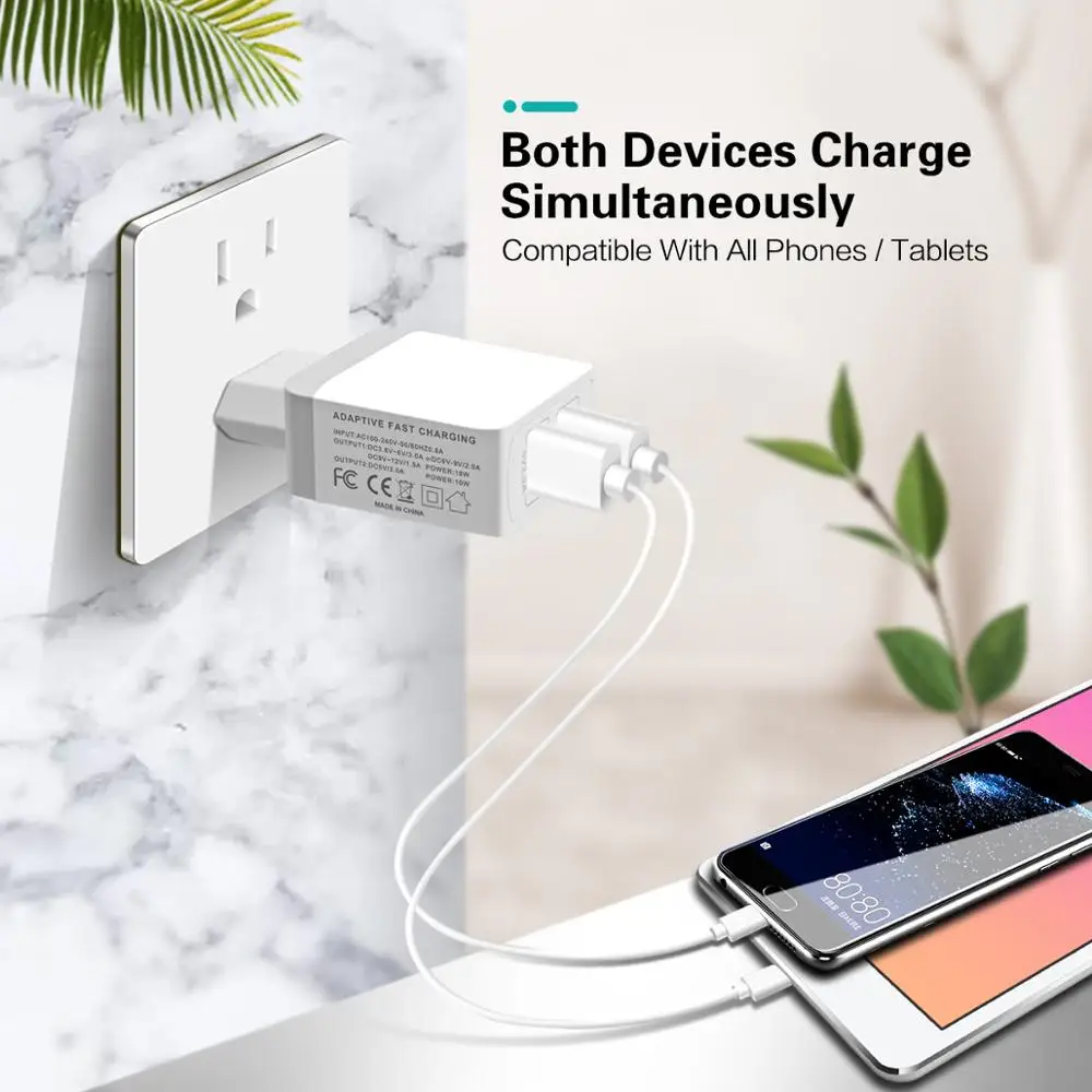 ANMONE 28W Portable Dual USB Charger Quick Charge 3.0 QC3.0 2 Port Travel Wall Mobile Phone Fast Charging For Android | Мобильные