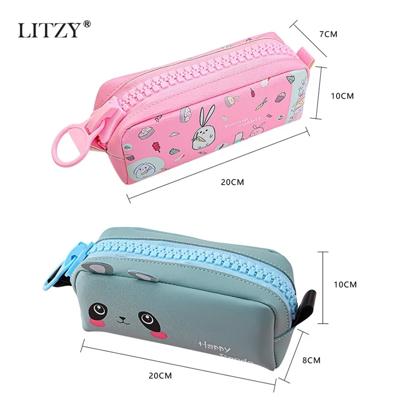 Большой чехол карандаш на молнии Kawaii Rabbit Panda Карандаш s для мальчиков и девочек