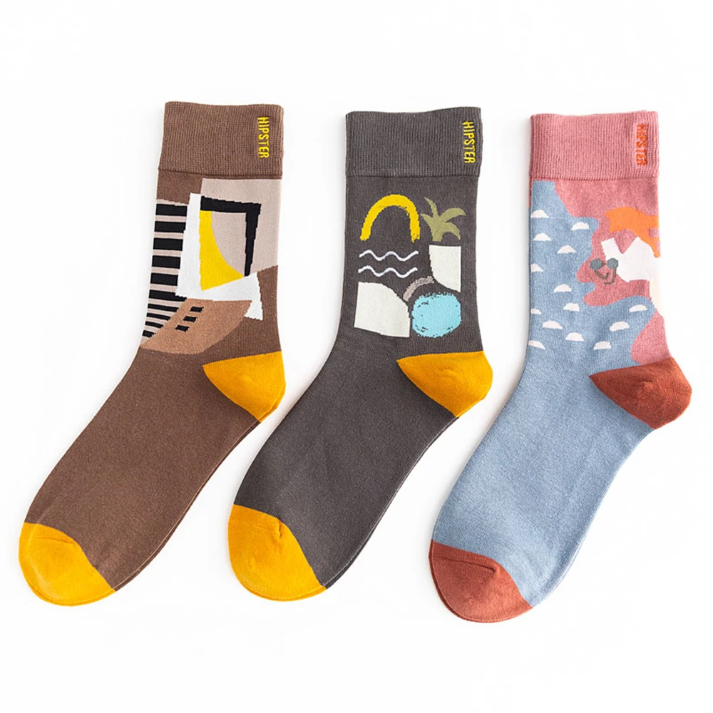 Мужские носки в стиле унисекс с рисунком на осень и зиму повседневные Харадзюку