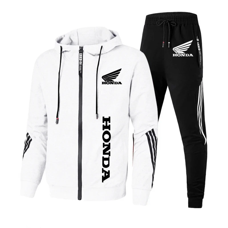 

2021 new Men Tracksuit Honda Car Logo Print Sportswear Man Running Sets Hooded Bodybuilding Sport Suits Customizable Hoodie Suit