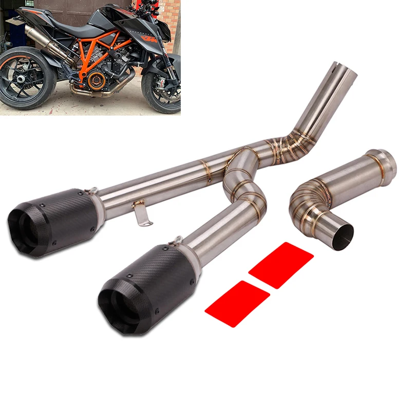 

Dual-outlet Motorcycle Exhaust Pipe 2 Mid Pipe Slip On 51mm Muffler DB Killer Escape Modified for 1290 Super Duke R 2014-2016