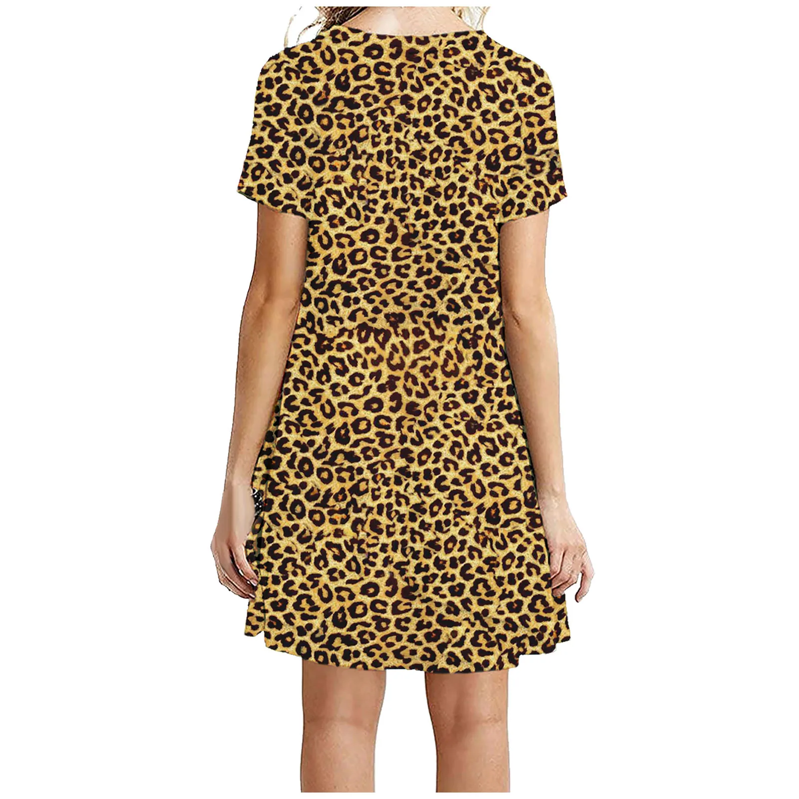 

Comfortable Popularfashion Women Casual Short Sleeve O-neck Printed Ladies Loose Mini Dressvestito