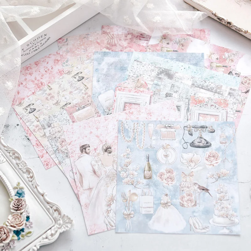 

KSCRAFT 12 Sheets Wedding Scrapbooking Pads Paper Origami Art Background Paper Card Making DIY Scrapbook Paper Craft