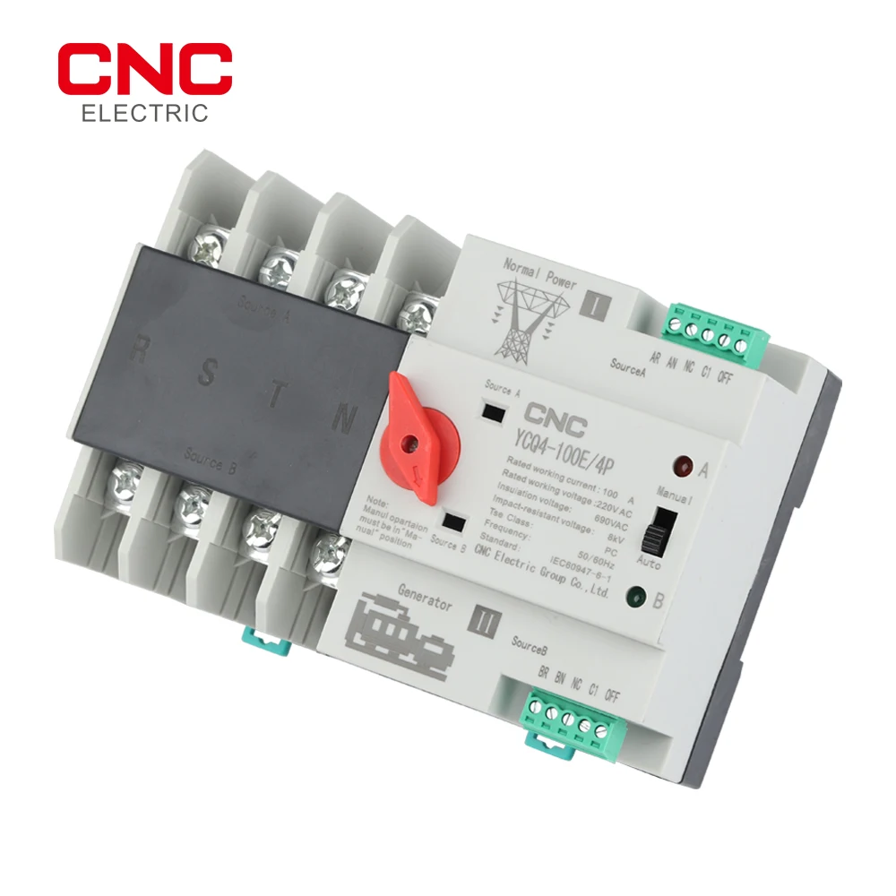 CNC YCQ4-100E/4P 63a 220 A Din рейка ATS переключатели бесперебойного питания двойной