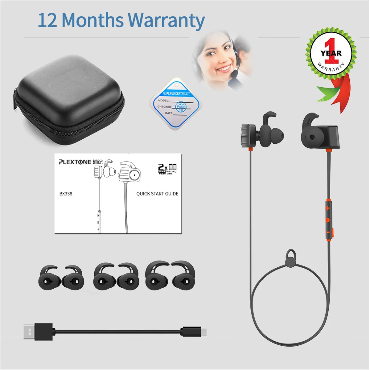 

Stereo Bluetooth Earphones Ipx5 Waterproof Earbuds with Microphone for Mobile Sport