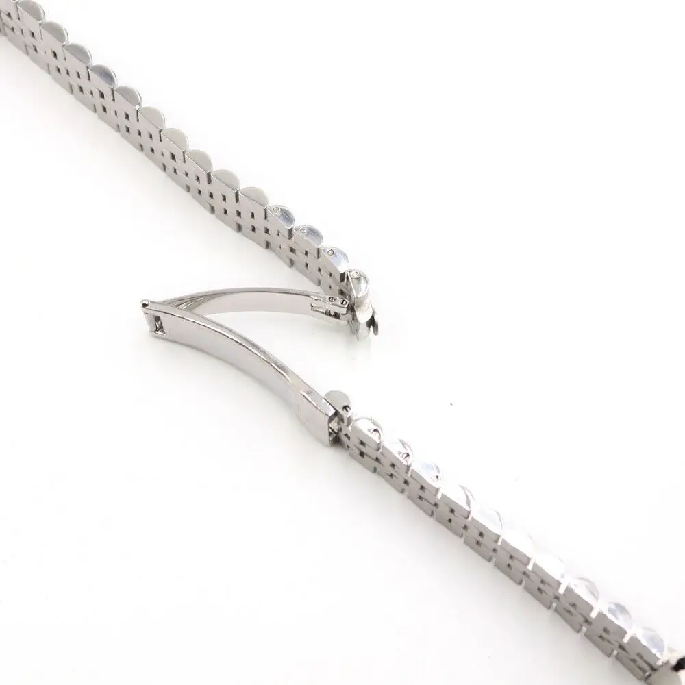 Rolamy 21mm Silver Solid Curved End Screw Links Wrist Watch Band Strap Bracelet Classic Jubilee Hidden Clasp For Rolex Datejust