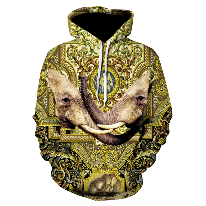 

The latest elephant psychedelic hoodie sweatshirt men 3D color printing elephant sweatshirt top clothes hip hop