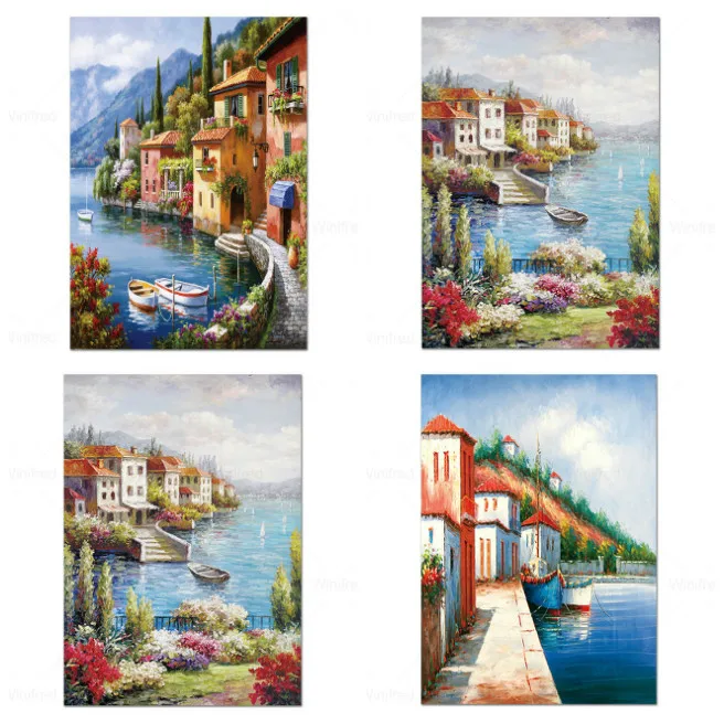 

Venice Landscape Oil Painting 5D Diamond Painting Village Diamond Mosaic Diy Round Diamond Embroidery Cross Stitch Home Decor