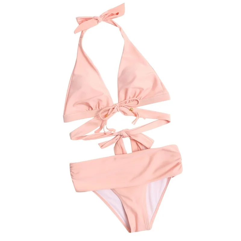 

2021 New Fashion Swimsuit Bikini Sexy High Waist Split Swimsuit Two Piece Set