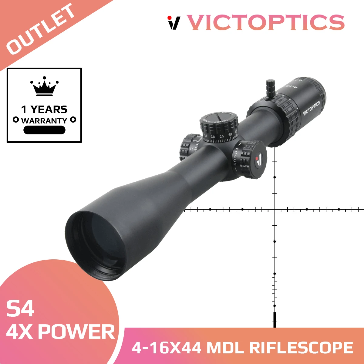VictOptics S4 4 16X44 MDL прицел для страйкбола охотничьи Тактические прицелы крепление