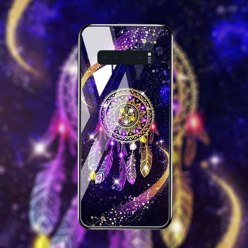 Tempered Glass phone Case For samsung galaxy S10 S9 S8 plus Cases Space Silicone Covers for S10E note 8 back |