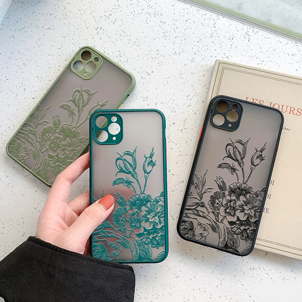 

Plant Flower Floral Iphone 13 12 XS 11 Pro Max Mini 7 8 6 6s Plus SE2020 X XR Protection Manuscript Simple Lines creative Cases