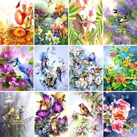 gatyztory diy frame painting by numbers for adults hand painted flowers and birds animal picture by number kits wall decor art