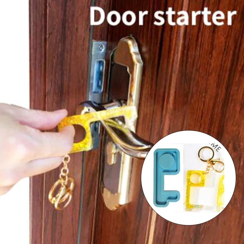 

Crystal Epoxy Resin Mold Hook Touch Keychain Door Opener Silicone Mould DIY Crafts Necklace Jewelry Making Tools