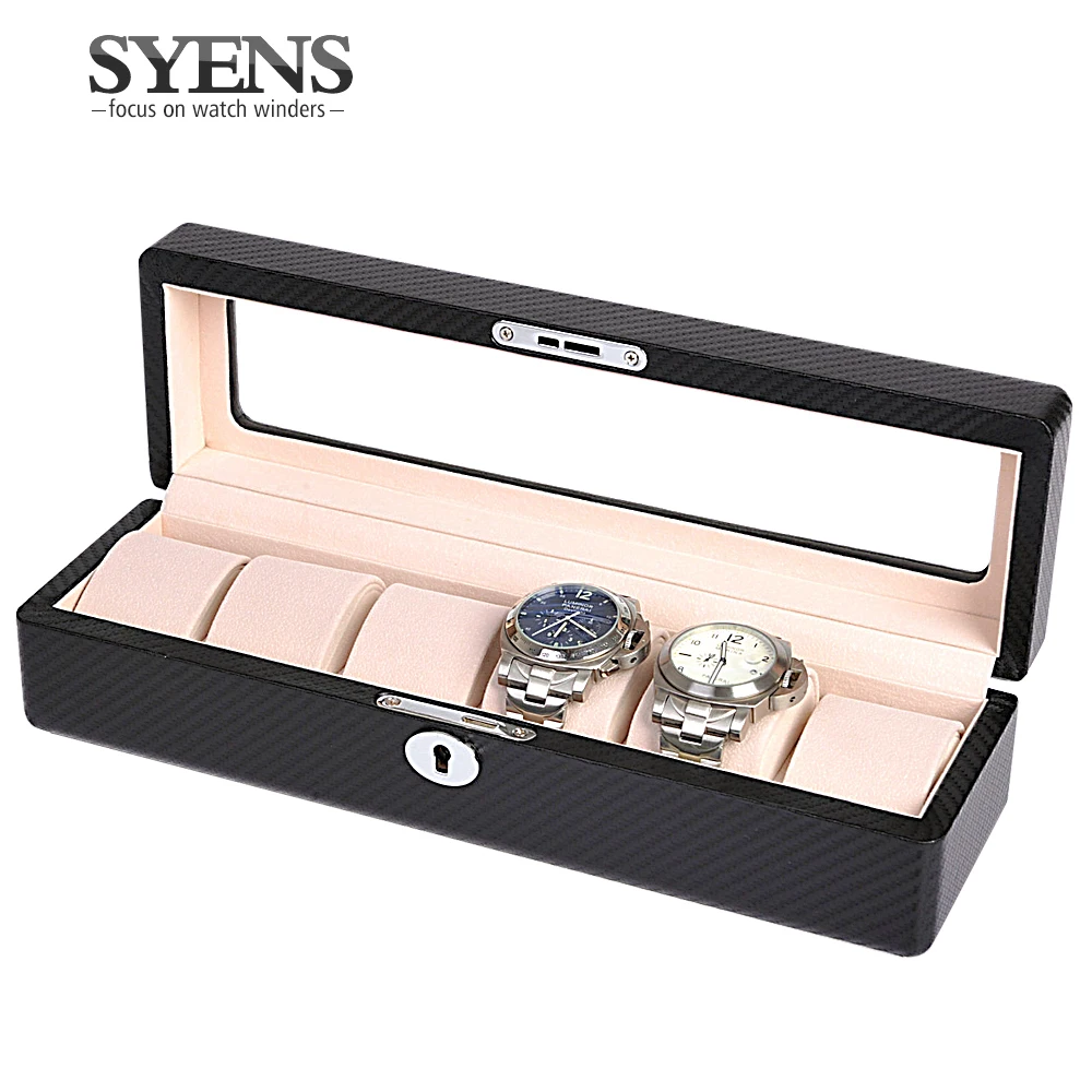 Роскошный кожаный/карбоновый футляр для часов 6/12 шкатулка хранения ювелирных