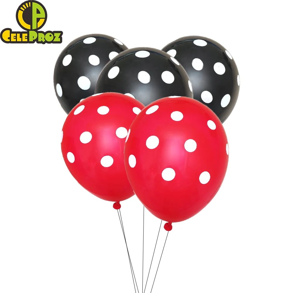 5 шт. латексный воздушный шар красный и черный горошек Печатный баллон для