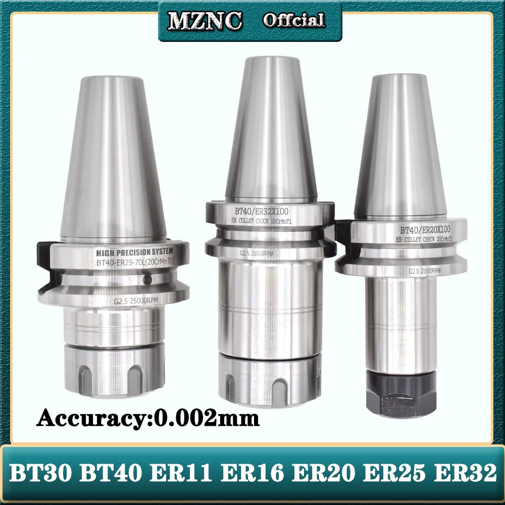

High quality 0.002MM BT40 BT30 toolhlders ER16 ER20 ER25 ER32 chuck for BT spindle Cnc Machine milling