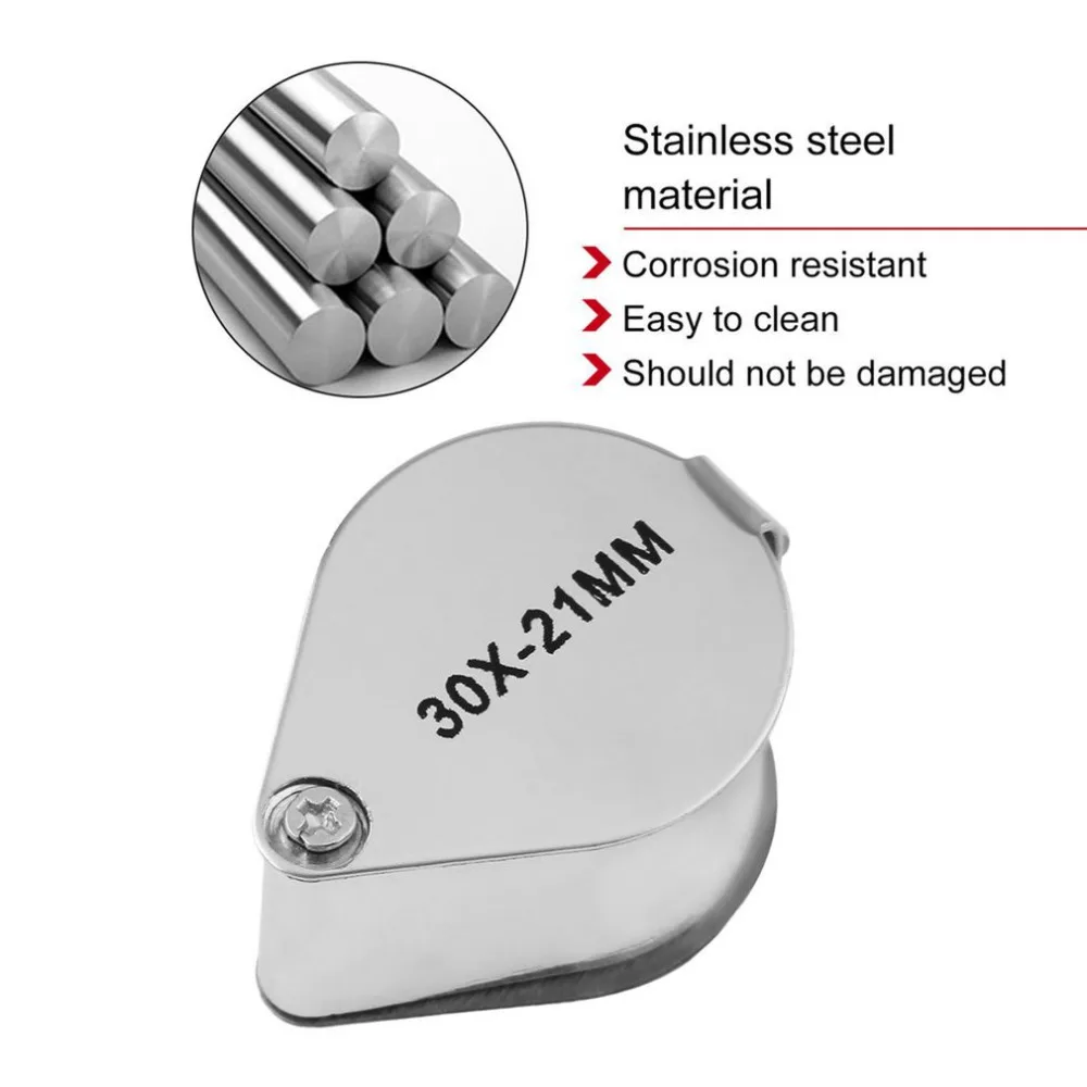 Портативное складное увеличительное стекло 30X Ювелирная Лупа для глаз петля