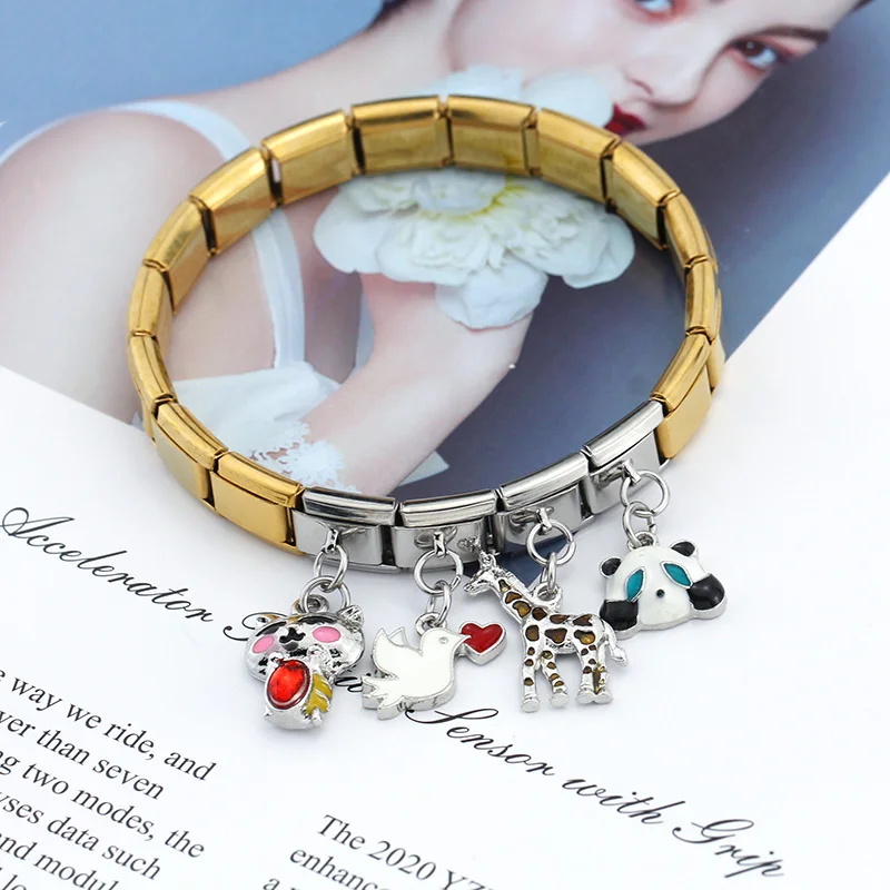 

Hapiship Original Daisy Giraffe Dove Dog Alpaca Tortoise Cat Italian Charm Fit 9mm Bracelet Stainless Steel Jewelry Making DJ277