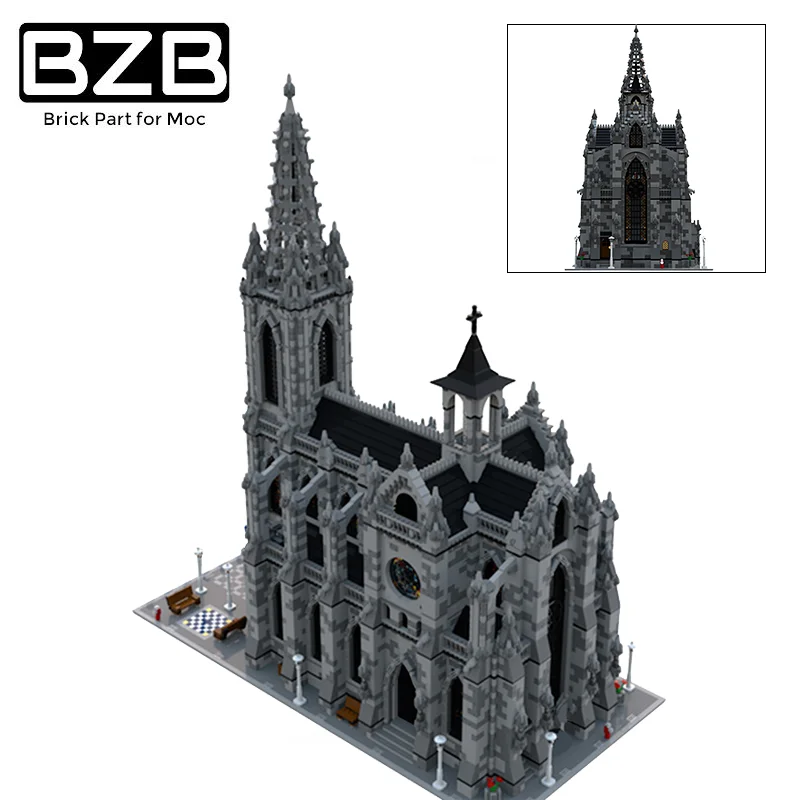 

BZB MOC 29962 World Famous Building Medieval Retro Cathedral Building Block Model Parts Bricks Kids DIY Educational Toys Gifts