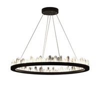 led postmodern round gold black crystal designer lustre chandelier lighting suspension luminaire lampen for foyer
