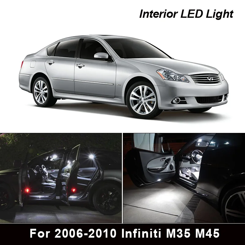 12 белых светодиодных ламп в комплекте для салона 2006 2010 Infiniti M35 M45