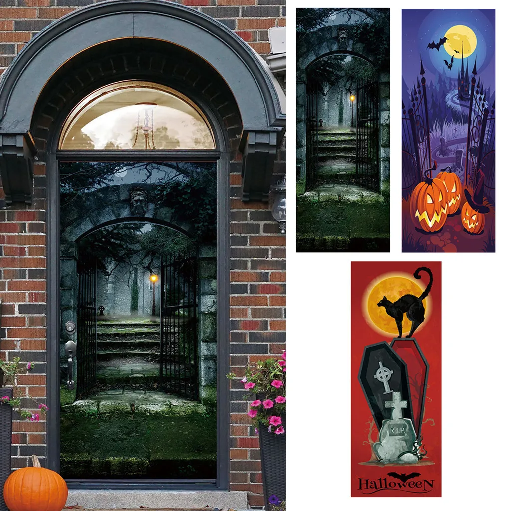 Украшение на Хэллоуин дверные наклейки ужасные стену окно дома забавные с
