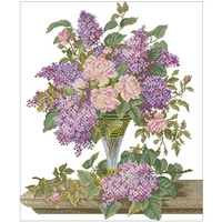 lilac and rose patterns counted cross stitch 11ct 14ct 18ct diy cross stitch kits embroidery needlework sets home decor