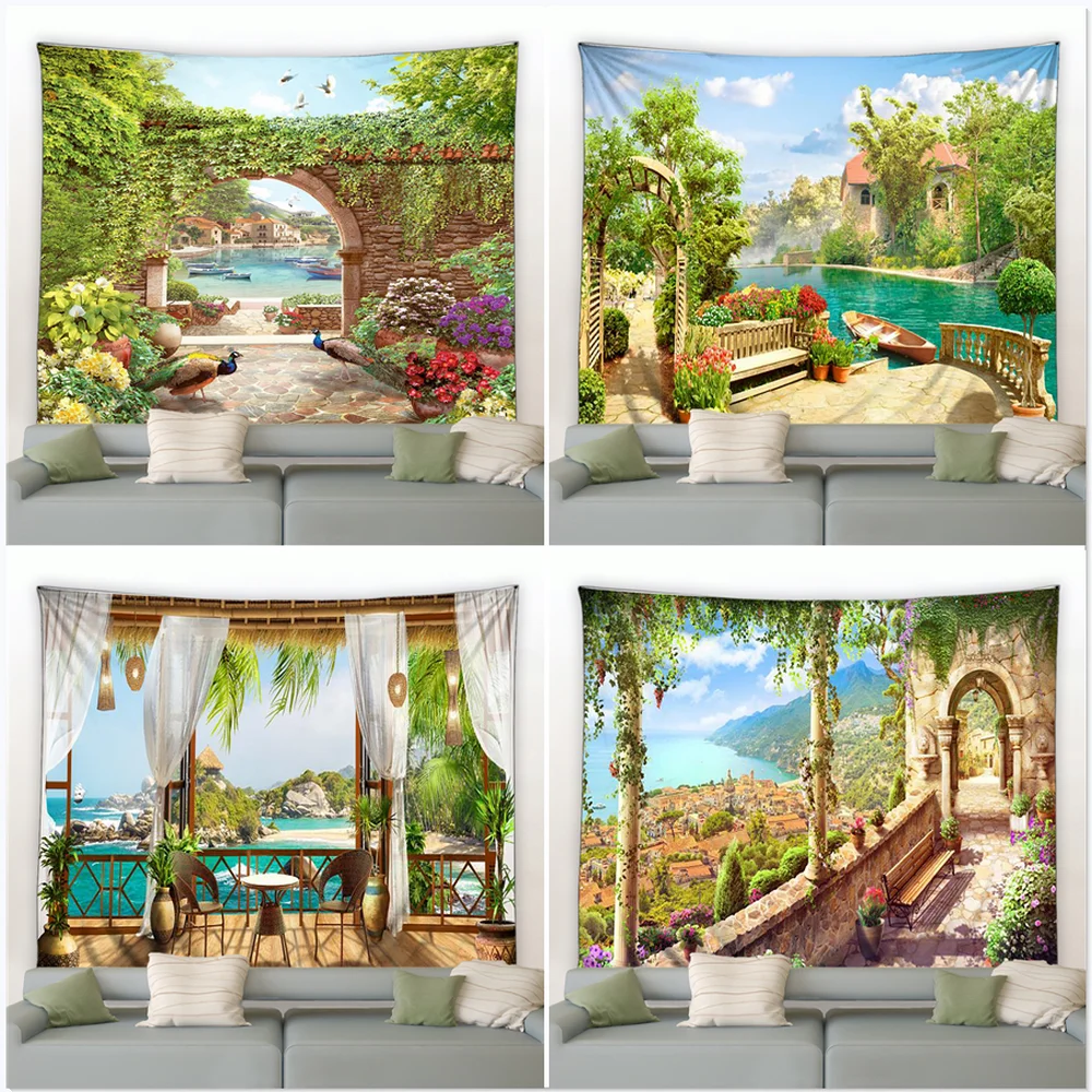

Plant and Flower Fantasy Scene Home Decoration Tapestry Mandala Wall Hanging Hippie Bohemian Decorative Yoga Mat Bedroom Sheet