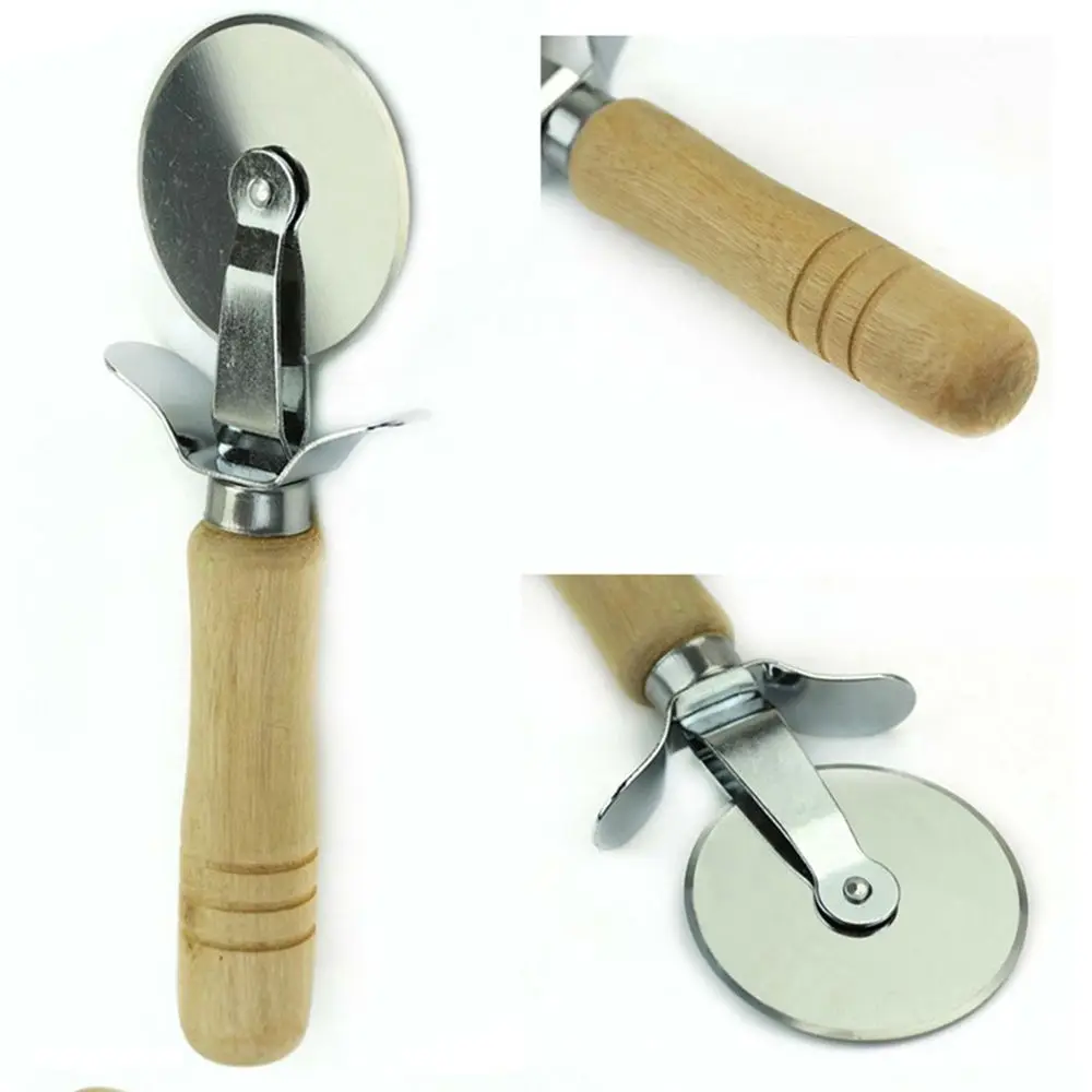 1 шт Высокое качество пиццы резцы колесо Нержавеющая сталь лезвия деревянной