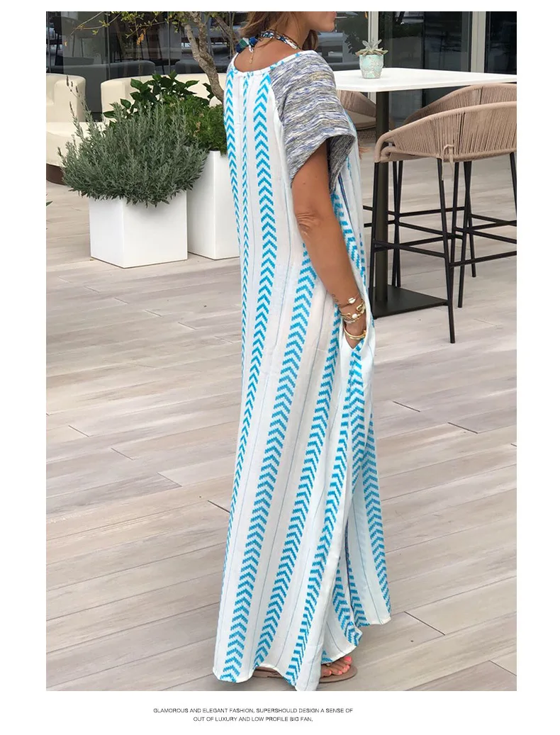 

Bohemian Women's Casual fashion Beach Dresses Boho Long o-neck Dress for ladies Casual Loose Printed Maxi Dress