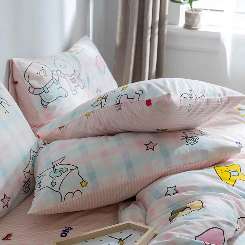 2019 свинка кролик мультфильм розовый пододеяльник набор пододеяльников